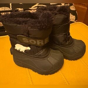 Sorel Black Kids' Boots with Polar Bear Accent